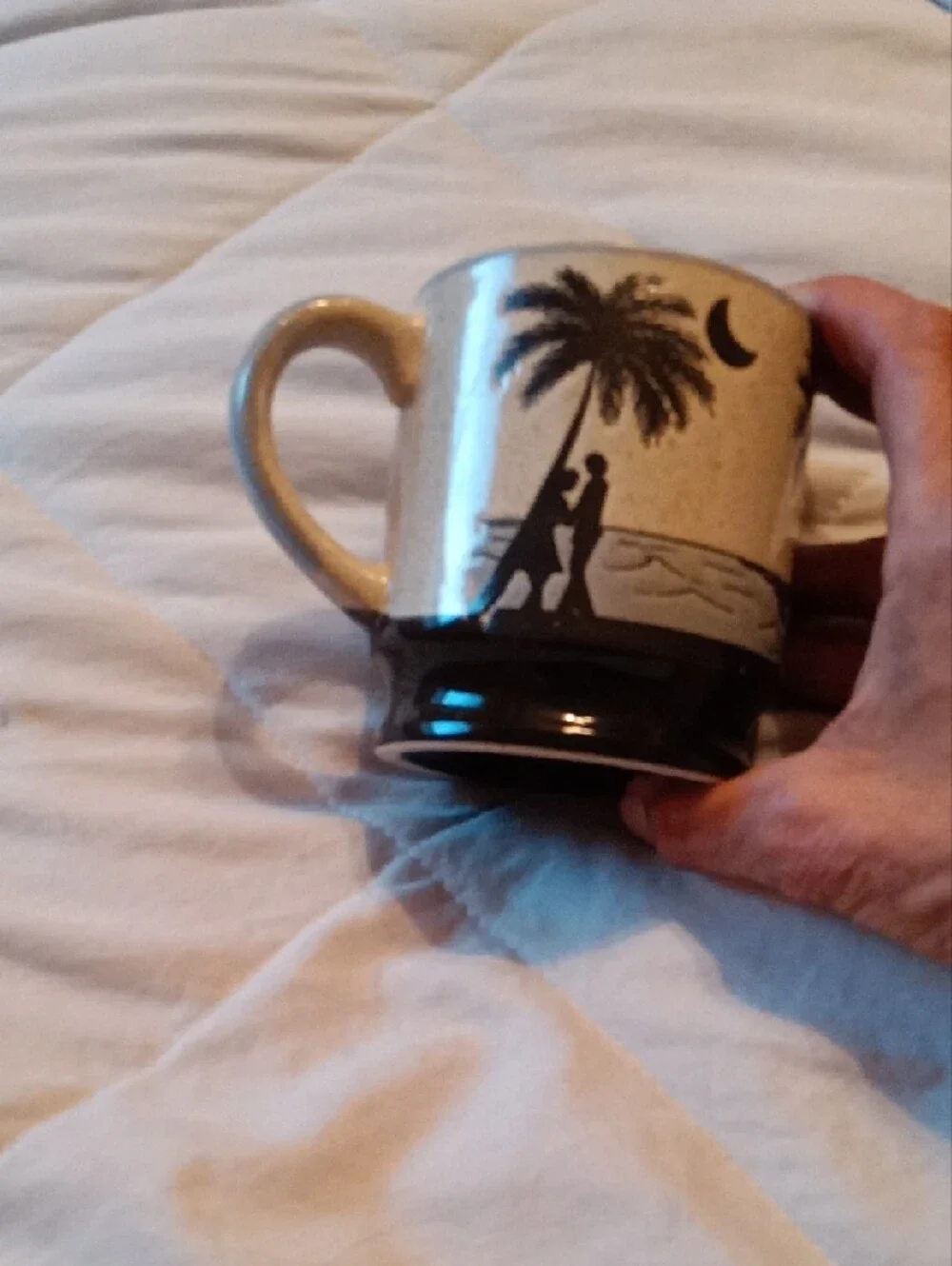 Hawaii Ceramic Palm Tree Souvenir Mug - Cream and Brown